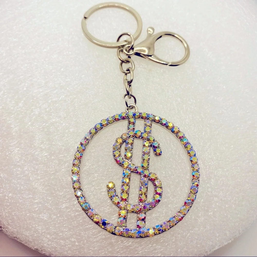 Purse Charm Key Chain Crystals Iridescent